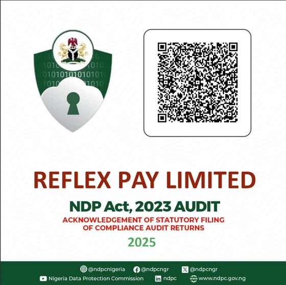 Reflex Pay Limited NDP Act 2023 audit acknowledgement, 2025
